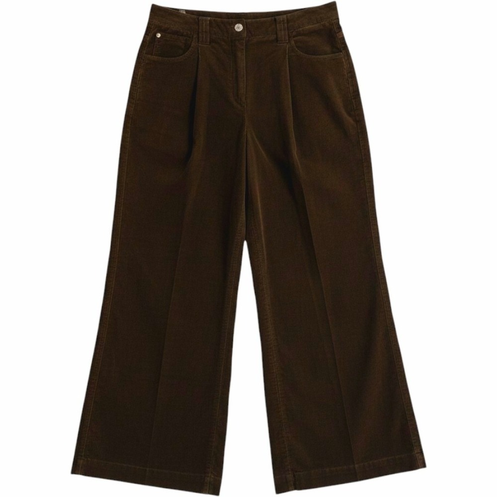 Giorgio Armani Corduroy Pants Women 29 Brown Cashmere Blend Wide Leg Pleated